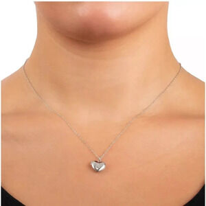 Initial L Heart Locket Pendant Necklace in Sterling Silver NWT